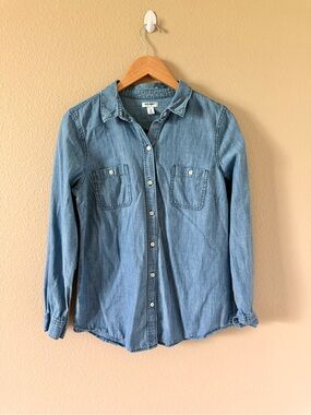Old Navy Blue Denim Button-Up Shirt